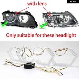 BMW M4 スタイル LED エンジェルアイキット リング ヘッドライト ランプ 3シリーズ E46 316I 318I 320I 323I 325I 328 1997-2006 ウインカー - Style 2