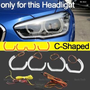 BMW 1シリーズ F20 F21 フェイスリフト 2015-19 APP ダイナミック RGB エンジェルアイズ リングライト DRL ウィンカーライト付き - U Shaped halogen