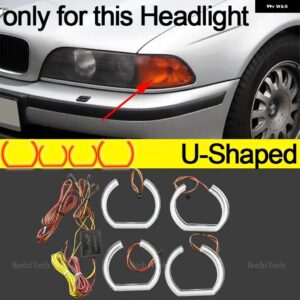 BMW 5シリーズ E39 525I 528I 530I 540I 1997-2003 アプリダイナミック RGB エンジェルアイリングライト DRL ウィンカーライト付き - U Shaped pre-lci