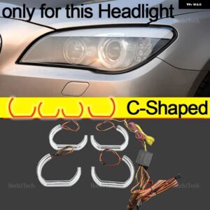 BMW 7シリーズ F01 F02 F03 F04 730D 740D 740I 750I 760I 2008-15 APP ダイナミック RGB エンジェルアイリングライトと ウィンカーライト - C Shaped pre-lci