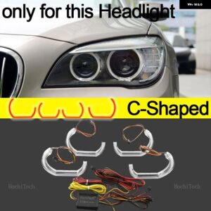 BMW 7シリーズ F01 F02 F03 F04 730D 740D 740I 750I 760I 2008-15 APP ダイナミック RGB エンジェルアイリングライトと ウィンカーライト - C Shaped lci