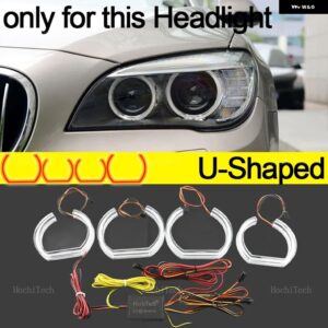 BMW 7シリーズ F01 F02 F03 F04 730D 740D 740I 750I 760I 2008-15 APP ダイナミック RGB エンジェルアイリングライトと ウィンカーライト - U Shaped lci