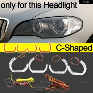 BMW X5 E70 2007-13 アプリダイナミック RGB エンジェルアイリングライト DRL ウィンカーライト付き - C Shaped