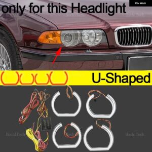 BMW 7シリーズ E38 1995-2001 キセノン ヘッドライト APP ダイナミック RGB エンジェルアイリングライト DRL ウィンカーライト付き - U Shaped lci