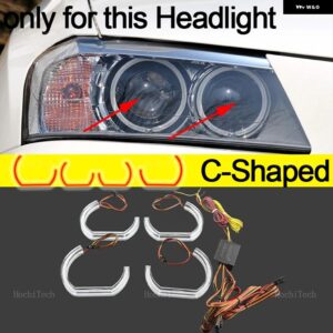 BMW X3 F25 キセノン ヘッドライト 2010-14 APP ダイナミック RGB エンジェルアイズ リングライト DRL ウィンカーライト付き - C Shaped