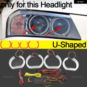 BMW X3 F25 キセノン ヘッドライト 2010-14 APP ダイナミック RGB エンジェルアイズ リングライト DRL ウィンカーライト付き - U Shaped