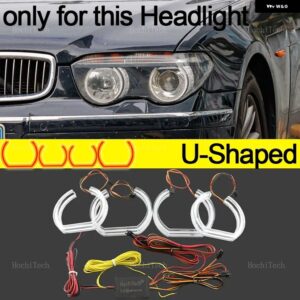 BMW 7シリーズ E65 E66 フェイスリフト前 745I 745LI 760LI 760I 02-05 APP ダイナミック RGB エンジェルアイリングライト ウィンカーライト付き - U Shaped