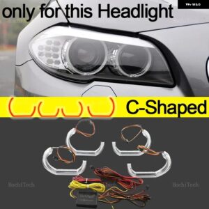 BMW 4X S キット ヘッドライト アップグレード E83 X3 2003-2010 APP ダイナミック RGB エンジェル アイ リング ライト DRL ウィンカーライト付き - C Shaped xenon