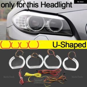 BMW 4X S キット ヘッドライト アップグレード E83 X3 2003-2010 APP ダイナミック RGB エンジェル アイ リング ライト DRL ウィンカーライト付き - U Shaped xenon