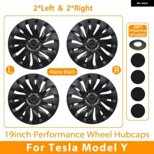 テスラ 4個 モデルY フルカバレッジホイールカバー キャップ 19インチ ホイールキャップ自動車交換アクセサリー 2022 2023 2024 - Matte Black