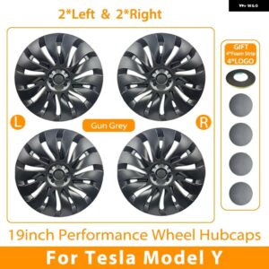 テスラ 4個 モデルY フルカバレッジホイールカバー キャップ 19インチ ホイールキャップ自動車交換アクセサリー 2022 2023 2024 - Matte Gun Grey