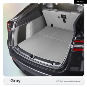 テスラ モデルY カスタム トランク マットカー インテリア アクセサリー 本革 カーペットバック 収納 トランク カーゴマット - gray
