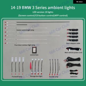 BMW LED アンビエントライト 3/4シリーズ F30 F31 F32 車内中央 制御 計器 スピーカー カバー シンフォニー 装飾 ランプ - RGB Suit 1