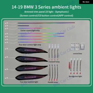 BMW LED アンビエントライト 3/4シリーズ F30 F31 F32 車内中央 制御 計器 スピーカー カバー シンフォニー 装飾 ランプ - RGB Suit 2