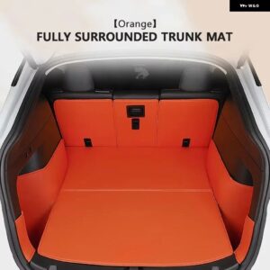 テスラ モデルY 2017-2025 レザー トランク マットリアバック プロテクター パッド 全ウェザーライナーカーゴ ACCESORIOS - Orange A
