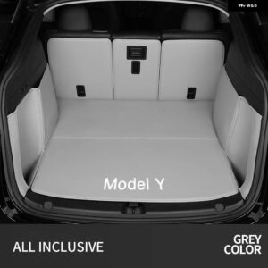 テスラ トランク マット革 トランク ライナー全ウェザー型 アンチスリップ 防水 カーゴライナーカーアクセサリー モデルY 2021-23 - Grey