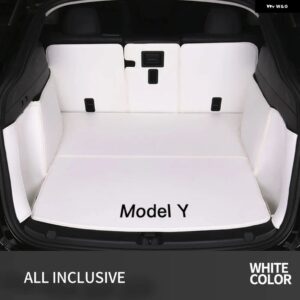 テスラ トランク マット革 トランク ライナー全ウェザー型 アンチスリップ 防水 カーゴライナーカーアクセサリー モデルY 2021-23 - White