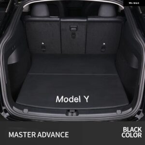 テスラ トランク マット革 トランク ライナー全ウェザー型 アンチスリップ 防水 カーゴライナーカーアクセサリー モデルY 2021-23 - black