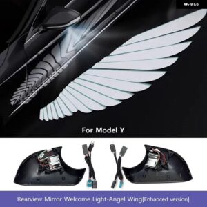 テスラ モデルY エンジェルウィング LED バックミラー 装飾 ライトアクセサリーウェルカムドア投影ランプ アンビエントライト - Y Upgrade version