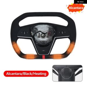 テスラ モデルY 3 サイバー トラック スタイル ステアリング ホイール アルカンターレ ナッパ ブラック ヒーティング ヨーク レーシング ス - M3 Alcantare