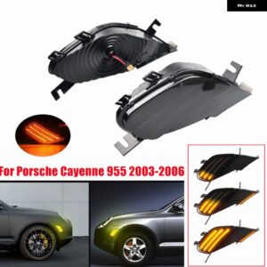 ポルシェ 2個 LED ダイナミックサイド マーカーライト ウィンカー ウインカーランプ カイエン 955 37773 - Glossy Smoke Black