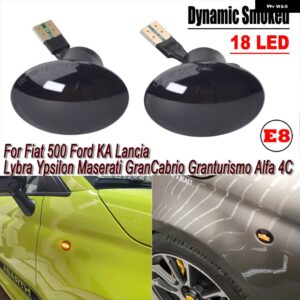 マセラティ シーケンシャル点滅 LED ウインカー サイド マーカー ライト フィアット 500 フォード KA ランチア リブラ イプシロン アル - 18LED Smoked