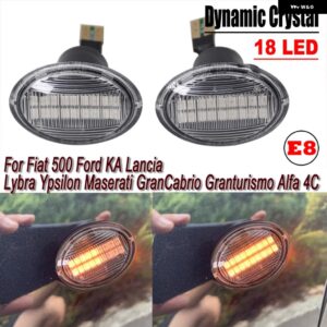 マセラティ シーケンシャル点滅 LED ウインカー サイド マーカー ライト フィアット 500 フォード KA ランチア リブラ イプシロン アル - 18LED Crystal