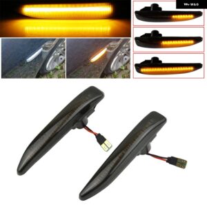 BMW 2X サイドフェンダーリピーター ウィンカーライト 7シリーズ E66 E65 2002-2008 ダイナミックサイドマーカー インジケーター シーケンシャルランプ - Dynamic Smoked