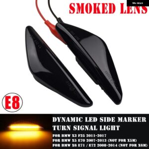 BMW 2個 クリア/スモークダイナミック流れる LED サイドマーカー信号灯 X5 E70 X6 E71 E72 X3 F25 シーケンシャル ウインカーランプ - Dynamic Smoked Type