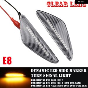 BMW 2個 クリア/スモークダイナミック流れる LED サイドマーカー信号灯 X5 E70 X6 E71 E72 X3 F25 シーケンシャル ウインカーランプ - Dynamic Crystal Type