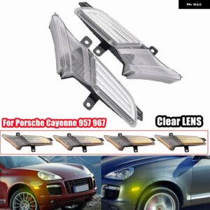 ポルシェ 1ペア ウィンカーランプ 95563103510 カーアクセサリーダイナミック アンバー LED サイド マーカーライト カイエン 957 - Dynamic Crystal