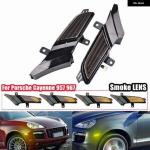 ポルシェ 1ペア ウィンカーランプ 95563103510 カーアクセサリーダイナミック アンバー LED サイド マーカーライト カイエン 957 - Dynamic Smoked