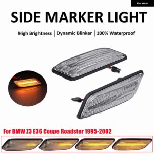 BMW 2個 Z3 E36 クーペ ロードスター 1995-98-2002 ダイナミック アンバー LED サイドマーカー インジケーター ウィンカーランプ - Dynamic Crystal