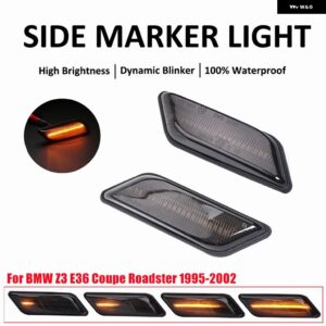 BMW 2個 Z3 E36 クーペ ロードスター 1995-98-2002 ダイナミック アンバー LED サイドマーカー インジケーター ウィンカーランプ - Dynamic Smoked