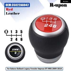 スバル スエードレザー ギア シフト レバー ノブ レガシィアウトバック フォレスター インプレッサ STI WRX スティックシフター アクセ - UP-R-Red