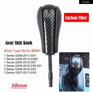 BMW レザーカー自動 シフト ギアノブ レバー GAITOR E81 E82 E87 E90 E91 E92 E93 E36 E38 E39 E46 Z4 Z3 E53 X5 X3 E60 E61 - Carbon fiber-Short