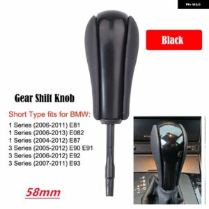 BMW レザーカー自動 シフト ギアノブ レバー GAITOR E81 E82 E87 E90 E91 E92 E93 E36 E38 E39 E46 Z4 Z3 E53 X5 X3 E60 E61 - Black-Short