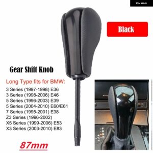 BMW レザーカー自動 シフト ギアノブ レバー GAITOR E81 E82 E87 E90 E91 E92 E93 E36 E38 E39 E46 Z4 Z3 E53 X5 X3 E60 E61 - Black-Long