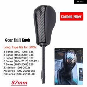 BMW レザーカー自動 シフト ギアノブ レバー GAITOR E81 E82 E87 E90 E91 E92 E93 E36 E38 E39 E46 Z4 Z3 E53 X5 X3 E60 E61 - Carbon fiber-Long