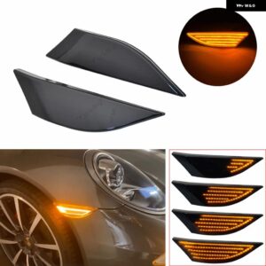 ポルシェ 1ペア ボクスターケイマン 982 981 718 スパイダー 991 911 カレラ LED サイドマーカーウィンカーシーケンシャル ウ - Dynamic Smoked