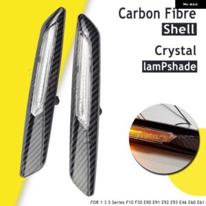 BMW ダイナミック アンバー 12V LED サイド マーカーライト ウィンカーランプ 1 3 5シリーズ F30 E90 E91 E92 E93 E46 E60 E61 F10 スタイル - Carbon Fiber Lens-2