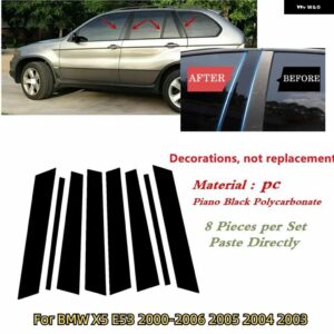 BMW E46 E84 X5 E53 X5 E70 X6M E71 E72 グロスブラックピラー ポストドアサイド装飾ウィンドウ トリム カバー ステッカー アクセサリー - For BMW X5 E53 00-06