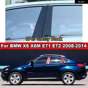 BMW E46 E84 X5 E53 X5 E70 X6M E71 E72 グロスブラックピラー ポストドアサイド装飾ウィンドウ トリム カバー ステッカー アクセサリー - For BMW X6 X6M E71 E
