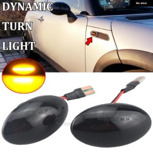 BMW ダイナミック LED サイド マーカー ライト MINI クーパー R50 R52 R53 2002-06-2008 サイドリピーター ウインカーランプ - Dynamic Smoked Black