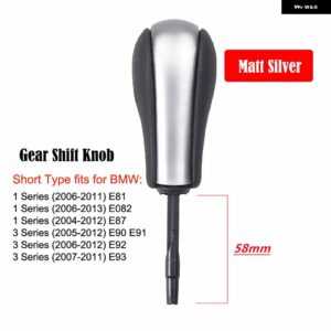 BMW スタイリング 自動 AT シフト ギアノブレバーロング/ショート E39 E46 E53 E60 E61 E63 E64 E83 E81 E82 E87 E90 E91 E92 E93 - Matt Silver-Short