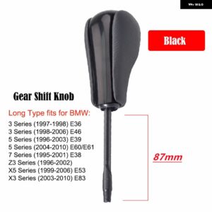 BMW スタイリング 自動 AT シフト ギアノブレバーロング/ショート E39 E46 E53 E60 E61 E63 E64 E83 E81 E82 E87 E90 E91 E92 E93 - Black-Long