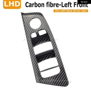 BMW ブラックカーボン RHD 車内ドアハンドル 5シリーズ G30 G31 F90 525I 528I 530I 540I インナー パネル プル トリム カバー - Carbon-Front Left