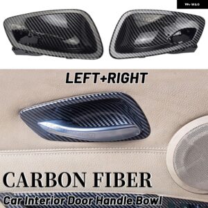 BMW ブラック 3シリーズ E90 E91 E92 E93 2005-2012 インナードアハンドル カバー ベゼル ガーニッシュ トリム フレーム - Carbon fiber texture