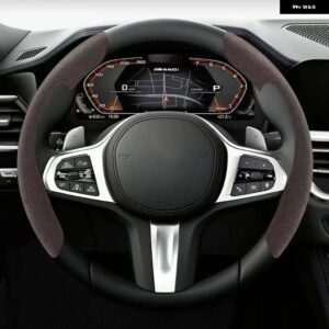 ジャガー ステアリング ホイール カバー ブラック スエード レザー E-PACE F-PACE F-TYPE XE XF XK XJR XJS - brown