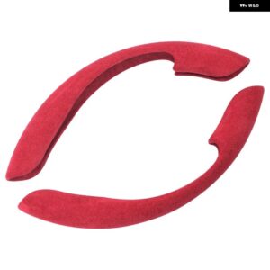テスラ ステアリングホイール カバー 黒スエードレザー モデル3 Y モデル S モデル X ステアリングホイール カバー - red